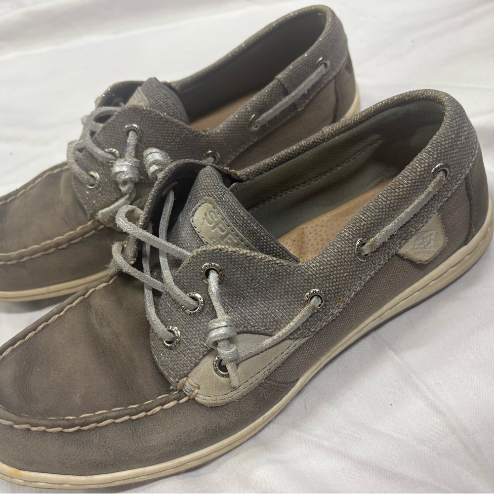 Casual Women's Grey Metallic Boat Shoes